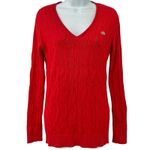 Lacoste Vintage Y2K Lipstick Red Cable Knit V Neck Sweater sz 38 / S Tenniscore Photo 1