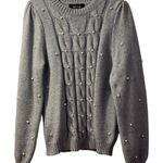 fab'rik Chunky CableKnit Crewneck Sweater Pearl Puff Sleeve Gray Old Money|Quiet Luxury‎ Photo 0