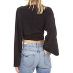 Blue Life  CRYSTAL‎ PLEATED KIMONO TIE FRONT TOP RIBBED BLACK KNOTTED KNOT XS/S Photo 1