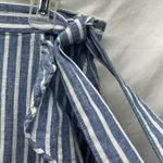 CHAPS  Blue White Striped Linen Blend Wrap Midi Skirt Ruffle Tie Waist Beach Med Photo 5