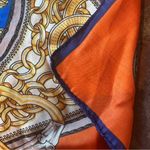 Vibrant Vintage Orange Blue Gold Chain Tassel Rope Scarf Wrap Hearts Photo 6