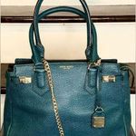 Henri Bendel CARLYLE Caviar Tumbled Teal Leather Satchel Bag with Original Strap Photo 1