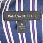 Banana Republic  Navy Blue PJ Stripe Asymmetrical Draped Satiny Shift Dress Sz 6 Photo 7