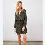 Rails  Jasmine Dress Olive Batik Cheetah Print Smocked Waist Tiered Ruffle Photo 5