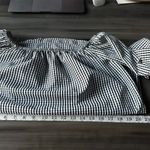Roommates NWOT Off Shoulder Gingham Black and White 3/4" Puff Sleeve Top Size M Photo 7