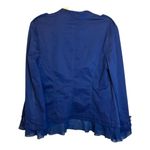  Jacket Women's Size Medium Ruffles Buttons Office Blue Chicos 1‎ Photo 1
