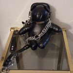 Black Faux Leather Chain Bear Purse Silver Photo 11