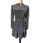 Shoshanna Black Floral Burnout Flocked Velvet Silk Fit & Flare Mini Dress Size 6 Photo 1