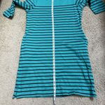 L.L. Bean navy turquoise striped knit women’s dress size M BIN T Blue Size M Photo 8