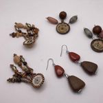 Lot Of 3 Costume Earrings Pierced Dangle Drop Brown / Earth Tones Photo 7
