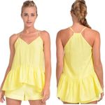 Cinq à Sept NEW‎  Janet 100% Silk V-Neck Ruffle Hem Top, Yellow, M Photo 1