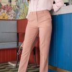 ZARA Mauve Blush Flat Front High Waist Cropped Dress Pants sz Medium Photo 1