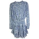 MISA Los Angeles Lorena Dress White and Blue Floral Print Tiered Swing XS XSmall Photo 10