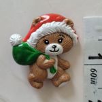 Vintage Russ Santa Bear Brooch Pin Christmas Holiday Teddy Brown Photo 3