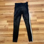 Spanx Faux Leather Leggings Medium High Rise Black White Stripe Shaping Pants Photo 5
