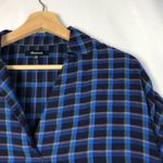 Madewell  Double Faced Park Popover Short Sleeve Shirt Blue Plaid XS Photo 5