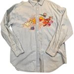 Disney Store Pooh Tigger Piglet Embroidered Chambray Shirt Long Sleeve XL Women Blue Photo 0