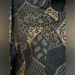 Ruby Rd  Black Gold Light Jacket Patch Pattern.Metal Buttons Front Pockets.Sz 14 Photo 1
