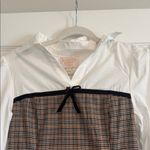 Elegant Plaid Mini Dress with White Top Brown Photo 1