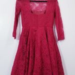 ML Monique Lhuillier Red Lace Fit & Flare Dress Size 6 Photo 3