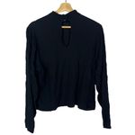 ZARA  Black Crinkle Textured High Neck Long Sleeve Blouse S Photo 1