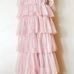 Arula Pink & Silver Speckled Glitter Halted Tulle Tiered Maxi Dress. Photo 0