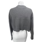 ZARA Women's Gray Ribbed Knit Cropped Open Long Sleeve Cardigan Sweater Top Sz M Photo 1