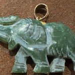 Jade carved Elephant Pendant With Sterling Bail And Gold Wash Vintage Photo 0