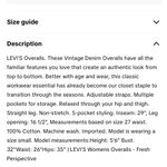 Levi's premium vintage baggy denim overalls Photo 3