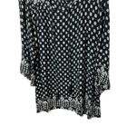 Angie Top Womens Black Ivory Boho Print Bell Sleeve Tunic Blouse 2X Photo 2