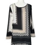 High Low Tunic Shirt Dress 12 Large Artsy‎ Abstract Top Asymmetrical Hem Neutral Photo 3