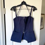 Cult Gaia  Katella Corset Top Zip Front Halter Navy Deep Lake 2 NWT Photo 2
