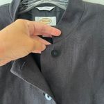 Talbots Sz 10 Irish Linen Black Mock Neck Button Down Blazer Shoulder Pads Photo 3