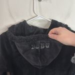 BCBGMAXAZRIA Velour Black Zip Hoodie spell out logo crystal bling Y2K size S Photo 11