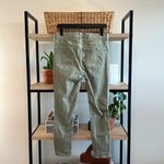 Free People Mid-Rise Distressed Camo Green Stretch Denim Cropped Ankle Jeans, 30 Photo 3