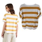 SESSUN RELAXED STRIPED T SHIRT TOP IN SAFFRON‎ SIZE SMALL EUC Yellow Photo 3