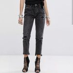 One Teaspoon One X High Waist Awesome Baggies Black Distressed Jeans Sz 28 Photo 1