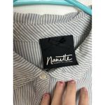 Nanette Lepore Blue Gray Long Sleeve Collared Striped Top Size Small Coastal Cowgirl Boho Photo 4