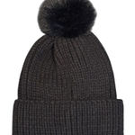 Steve Madden  beanie knit faux fur pom women's hat black Photo 0