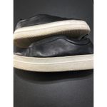 Black Leather Slip On Sneakers Platform Casual Comfort Walking Shoes Size 8 Photo 2