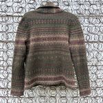 Ralph Lauren Vintage Lauren  Lambswool Olive Green Fair isle Cardigan Sweater MED Photo 4