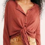 Free People Emma’s Henley tie front long sleeve blouse oversized size small Photo 0