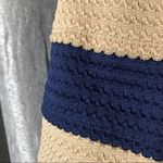 Pleated Stripe Puffy Navy Tan Structured FSR Skirt Blue Size L Photo 4