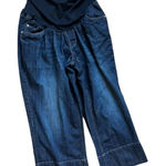 Motherhood Maternity Womens  Dark Wash Half Panel Denim Jean Capris - Sz 1X Photo 0