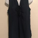 Rue 21 Navy Sleeveless Lace Up Front Sheer Top Photo 0