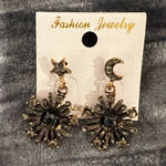 Gold and Black Star and Moon Earrings Multiple Photo 0