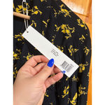 Ganni Floral Crepe Wrap Blouse Yellow Black Size 42 NWT Tie Top Photo 1