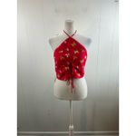 Something New halter neck cropped top in pink butterfly print. Size S. NWOT Photo 4