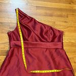 Alfred Sung  Women’s Plus Size 24 W Burgundy One Shoulder Belt Floor Length Dress Photo 6