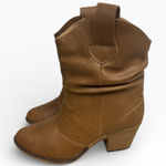 Charles Albert  Tan Western Cowboy Ankle Boots Vegan Leather Womens Size US 7 EUC Photo 0